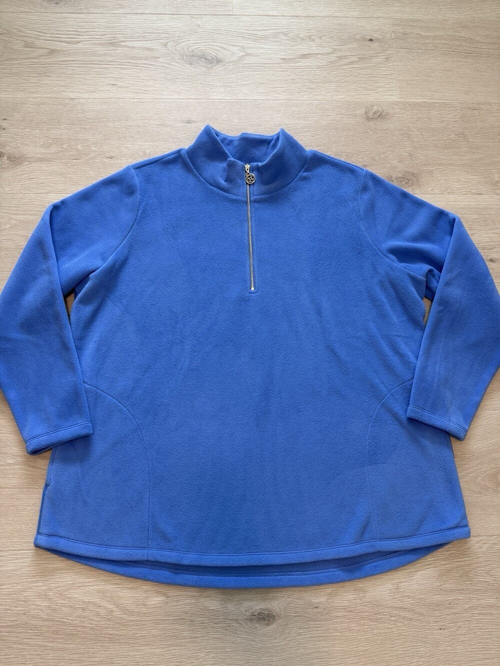 Belle by Kim Gravel Blue Fleece 1/4 Zip Pullover Top Women's Size 1X